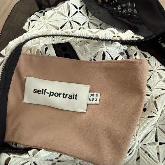 Self-Portrait Black and White Geometric Lace Mini Dress - Picture 4 of 5